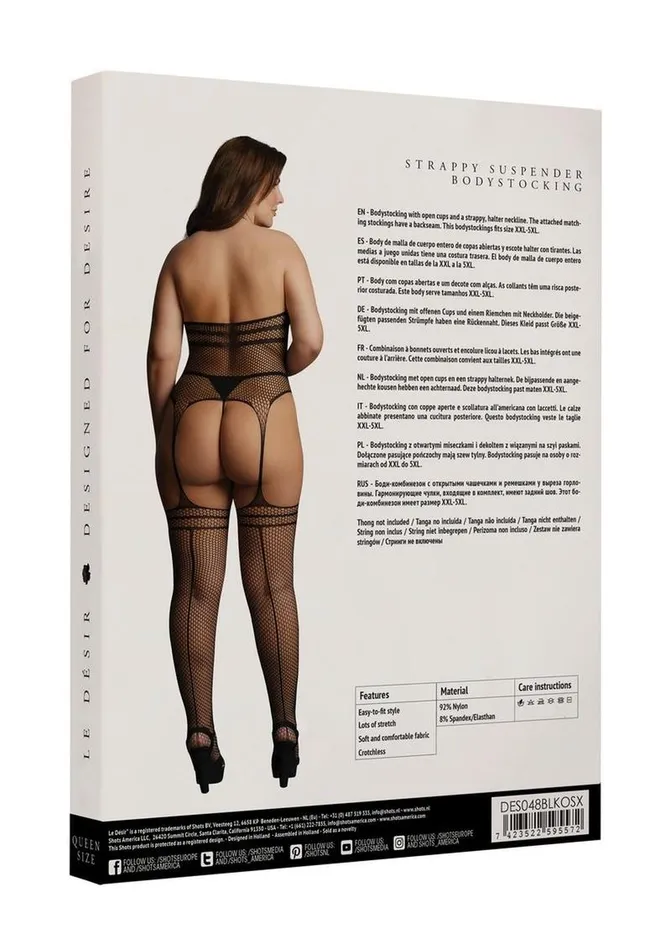 Le Desir Strappy Suspender Bodystocking Le Desir Bodystockings Playsuits