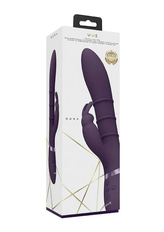 Vive by Shots Vibrators Vive Kura Rechargeable Silicone Triple Motor Up and Down Vibrating Triple Ring Rabbit