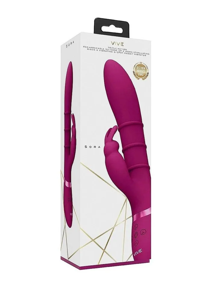 Vive by Shots Vibrators Vive Kura Rechargeable Silicone Triple Motor Up and Down Vibrating Triple Ring Rabbit