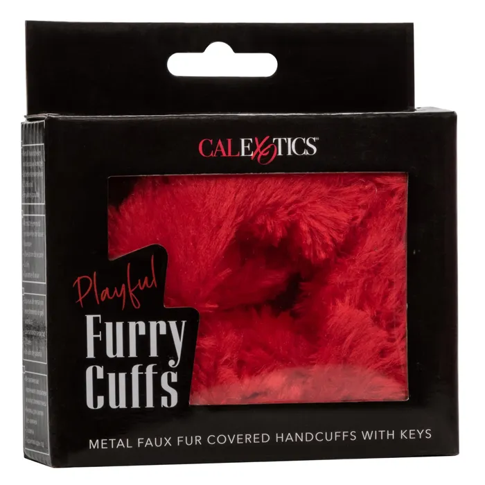 Playful Furry Cuffs Red CalExotics Restraints Playful Furry Cuffs Red CalExotics Restraints
