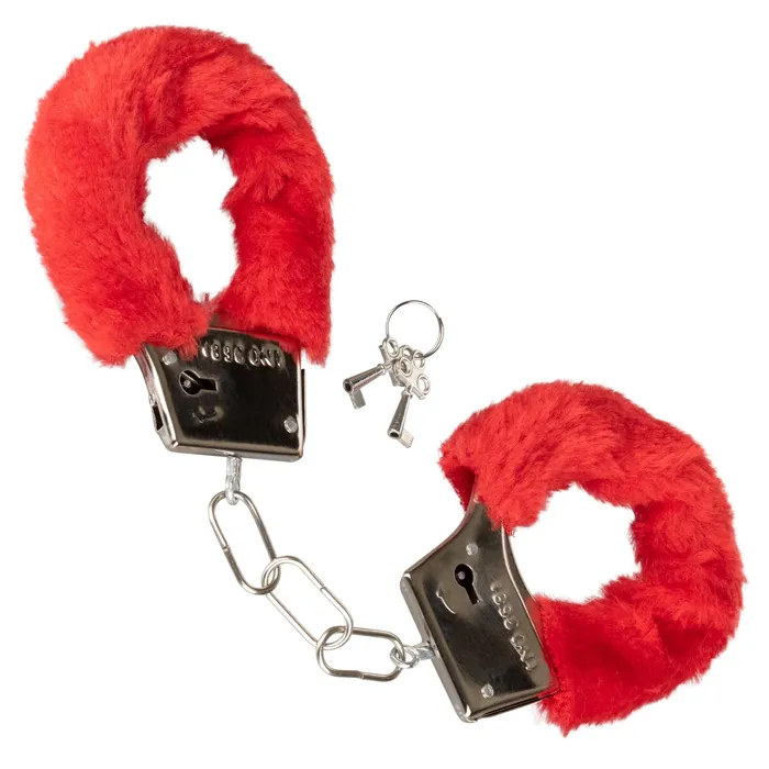 Playful Furry Cuffs Red CalExotics Restraints Playful Furry Cuffs Red CalExotics Restraints