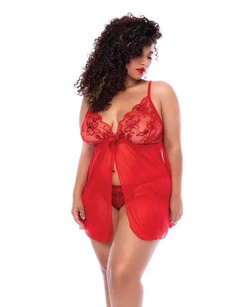 Vibrators Sequin Embellished Babydoll wGString Red Mapale