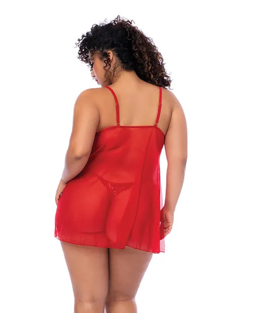 Vibrators Sequin Embellished Babydoll wGString Red Mapale