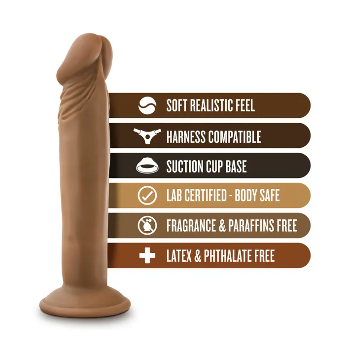 Blush Dr Skin By Blush Dr Small Realistic Mocha 65Inch Long Dildo With Suction Cup Base Dildos