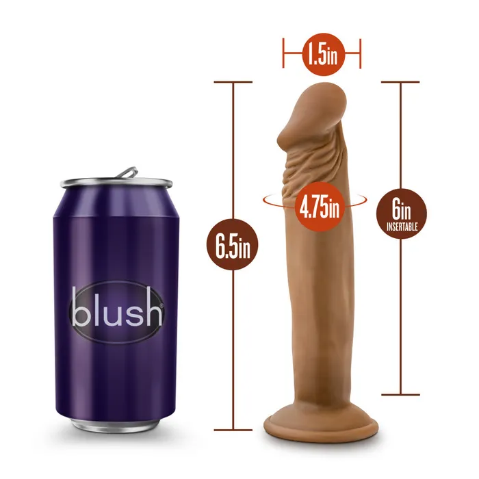 Blush Dr Skin By Blush Dr Small Realistic Mocha 65Inch Long Dildo With Suction Cup Base Dildos