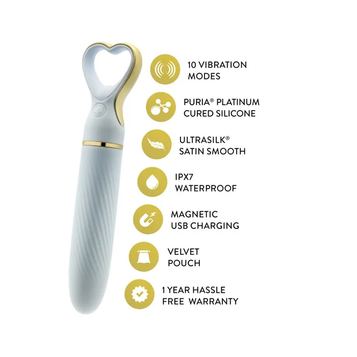 Female Sex Toys Delice By Blush Heartthrob Silicone Bullet Vibrator With HeartShaped Handle Something Blue Blush