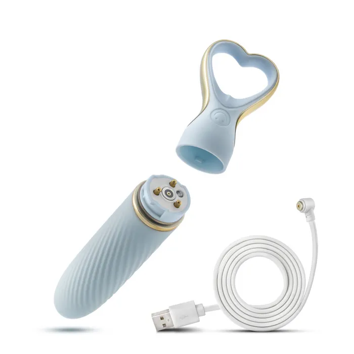 Female Sex Toys Delice By Blush Heartthrob Silicone Bullet Vibrator With HeartShaped Handle Something Blue Blush